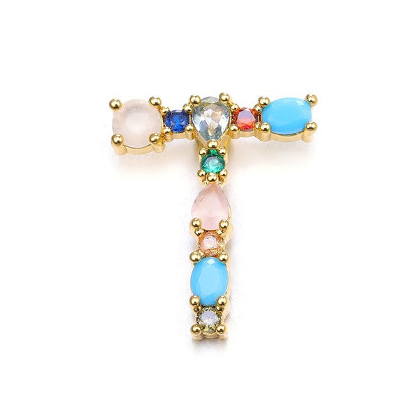 MIA - Multicolor Gem Initial Necklace