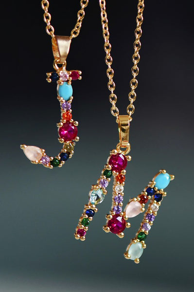 MIA - Multicolor Gem Initial Necklace