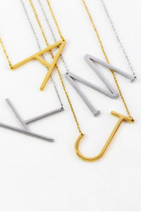 KAMI - Waterproof Stainless Steel Large Initial Necklace