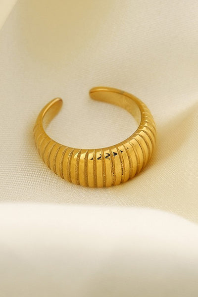 TRISH - Stainless Steel Striped Open Finger Rings