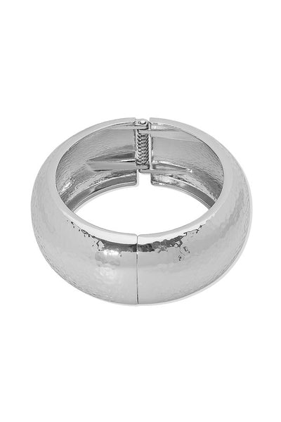 CIRA - Chunky Metal Round Hammered Bangle Bracelet